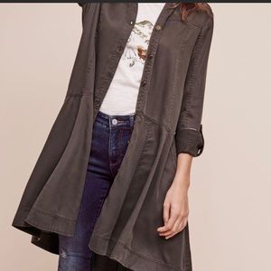 Anthropologie Army Green Button-Down Dress